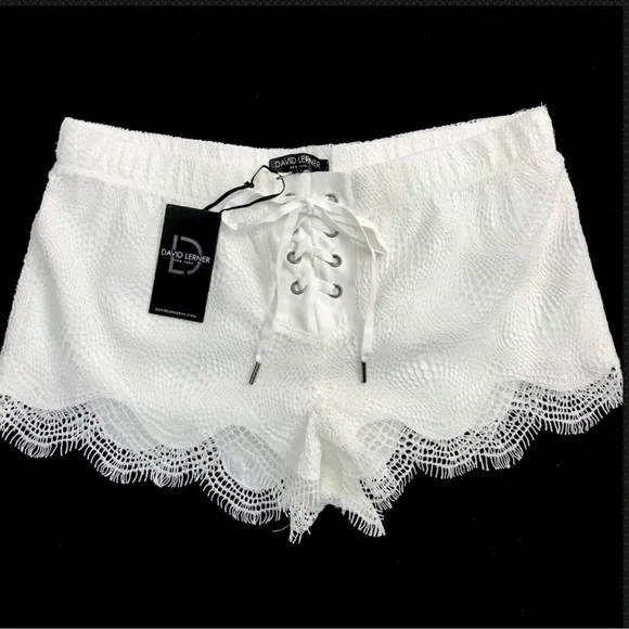 David Lerner Shorts | David Lerner White Lace Shorts Corset Tie Front | Color: White | Size: L | Robincole1's Closet David Lerner Shorts | David Lerner White Lace Shorts Corset Tie Front | Color: White | Size: L | Robincole1's Closet